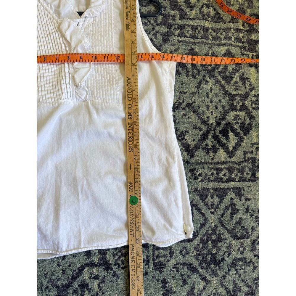 Y2K Office Siren Ruffle Preppy Sleeveless Blouse White Banana Republic Summer- 8 - Picture 8 of 8